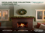 Christabelle Pre-Lit Highland Pine Wreath 61cm and Garland 2.74m Warm White LED Battery Timer D CMB-WFLHP-WG