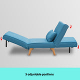 Sarantino Adjustable Corner Sofa 1 Seater Lounge Linen Bed Seat - Blue SOFA-M13-LNN-BLU