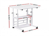 Artiss Laptop Desk Height Adjustable Mobile Workstation Computer Desks 60CM White LA-DESK-C-60-2T-WHWH