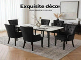 6x Artiss Dining Chairs Velvet French Provincial Armchair Black UPHO-D-DIN116-VEL-BKX6