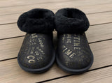 Womens Australian Sheepskin Wool Fur Mini UGG Ankle Boots in Gold Black - 4 V563-D2390-BLACK-4