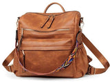 Womens Backpack With Wallet, Convertible Shoulder Bag For Travel And Daily Use, Brown With Colorful V1237-ZY-807-178