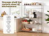 Artiss 4-Tier Metal Kitchen Rack Shelf Silver Storage Shelves Organizer Microwave Stand 90cmx151cm KR-MEL-4S-90-SS