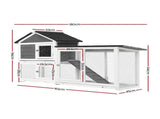 i.Pet Chicken Coop Rabbit Hutch Extra Large Wooden Run Cage House With Run Cage PET-CH-3TRAY-GR-AB