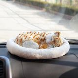 Realistic Sleeping Cat Toy Breathing Cat Stuffed Animal Doll with Mat Plush Toys for Children Home V1294-YM0714-10332432