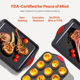 Baking Pan Set 6-Piece Nonstick Carbon Steel Set with Silicone Handles V952-TGKPTZ6JHS00V24UMV0