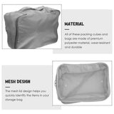 1Set Grey Travel Packing Cubes Luggage Organizer Bag Set with Mesh Lid and Handle V1192-AZ-W-24736
