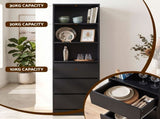 Artiss 2x Chest of 3 Drawers Tallboy Cabinet Black FURNI-L-CDR-3D3S-BK-ABX2