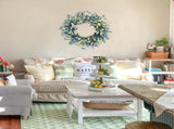 26 Inch Summer Spring Blue Ivory Lavender Flower Wreath for Front Door, Rustic and Farmhouse Wild V1258-DP02-C-2646