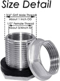 304 Stainless Steel Pig Nipple Waterer with 1/2 Female Bulkhead Fittings for Barrel Kit Feeder V1258-DP02-C-2556