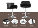 Artiss 1x Leather Bar Stools Swivel Adjustable Gas Lift PU Counter Chairs Black BA-K-7200-BK