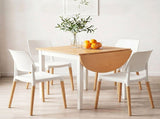 Artiss Dining Table and Chairs Set 5PCS, 75-110cm Drop-Leaf Table, with 4 Dining Chairs White DSET-DTAB-086-WHX4