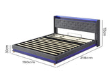 Levede King Bed Frame Gas Lift Storage LED Light USB BF1065-K