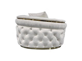 3 Seater Sofa Beige Velvet Fabric Solid Wood construction Gold Stainless Steel Trim V43-SOF-DUK3SBG