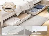 Artiss Bed Frame Single Size Wooden Platform with 2 Storage Drawers White PONY WBED-D-TC18-92-DRAW