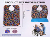 3 Pack Adult Bibs with Adjustable Buttons, Waterproof & Reusable, Polyester Fabric, Crumb Collector, V1369-AZ3-W-12060