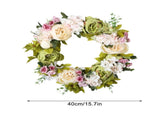 Christmas Wreath Handcraft Peony Wreath Artificial Spring Garland Wreath for Door Wall Wedding Party V1294-YM0523-220225XU01-1