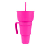 2 In 1 Snack Drink Cup with Straw Large Opening Plastic Beverage Cup Top Snack Bowl for Movie V1294-YM0901-3118230165615