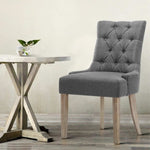 Artiss Dining Chairs Set of 2 Linen French Provincial Grey UPHO-C-DIN470-GYX2