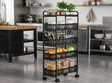 Levede 5 Tier Storage Trolley Slim With Pull Out Drawers For Home Kitchen Black HO0615-BK-5-AU