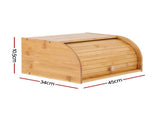 Artiss Bamboo Bread Box Bin Roll Top Kitchen Countertop Storage 45cm Natural BBX-1T-ROLL-WD