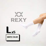 5X Rexy 3D Seamless Crew Socks Large Slim Breathable WHITE V274-GM-RX3DCW-L5-WH