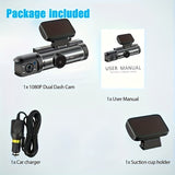 Dual Lens Car Camera Full HD 1080P with Night Vision Loop Recording and Wide Angle Lens V1188-MS-325-0452