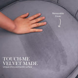 Armchair Lounge Chair Accent Velvet Shell Scallop Ottoman Footstool Round GREY V274-FT-VAC-ST-1596-GY