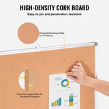 48"x36" Large Cork Board Wall-Mounted Bulletin Board with Pin Board Perfect for School, Home, V952-RMB48X36WLBKMTG00V0