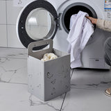 Slim Laundry Basket with Handles Collapsible for Bedroom Storage Built-in Lining Well-Holding V1366-AZ2-W-03183