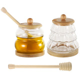 2PCS Glass Honey Jars, Glass Honey Container with Wooden Stirrer, Wide Mouth Honey Jar with Wooden V1369-AZ3-W-08950