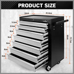 HORUSDY 7 Drawer Tool Box Trolley Cabinet Storage Cart Garage Organiser Lockable V465-86193