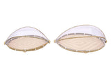 2PCS Food Serving Tent Basket Hand Woven Basket Dust Proof Vegetable Fruits Bread Storage with Mesh V1294-YM0901-3111250228711