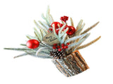 35cm Tabletop Xmas Tree Bark Wooden Barrel Decoration Artificial Bouquet Ornament for Home Hotel V1294-YM0901-3115240094711