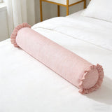 Supportive Bolster Pillow, Striped Neck Roll Pillow, Ruffled Edges for Neck and Lumbar, Ideal for V1192-AZ-W-24435