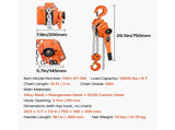 Manual Lever Chain Hoist, 6T 6000KG Capacity Heavy Duty Come Along, 3M Lift G80 Alloy Steel Chain V952-CGKSBHLHL6T1EG5BT001V0