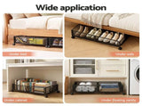 Artiss 2X Under Bed Storage Containers Metal Boxes Quilt Organiser with Wheels UBS-A-MET01-BKX2
