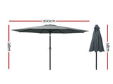Instahut 3m Outdoor Umbrella Beach Pole Garden Patio Tilt Charcoal UMB-POLE-3-TIL-CO