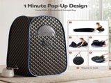 Devanti Portable Steam Sauna Tent 1-Min PoP Up 1000W 2L Steamer Home SPA Timer ST-SAU-2L-145-BK