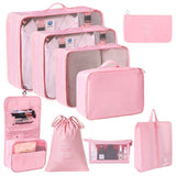 Travel Clothes Storage Organizer Set With Hanging Toiletry Bag & Cosmetic Pouch, 9 Pcs Travel V1221-XM-LB2570-GM101