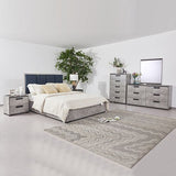 King 5 Pcs Bedroom Suite Fabric Combination of Black & Cement Colour V43-BDS-COP-5PC-K