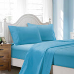 1000TC Ultra Soft Single Size Bed Light Blue Flat & Fitted Sheet Set V493-ASS-10