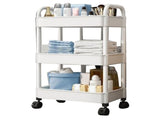 Rolling Cart White 3 Tiers Quiet Wheels Sturdy Plastic Simple Widely Used Utility Cart for House V1294-YM0901-3117230245211