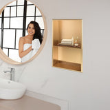 641 x 336 x 101mm Shower Niche Double Shelf Organizer No Tile Needed in Gold V63-905671