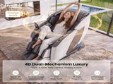 Livemor Prestige 4D Dual Mechanism Massage Chair, Full Body Zero Gravity Recliner with Extended SL FBMC-2GEAR-WHGY
