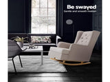 Artiss Rocking Chair Armchair Linen Fabric Beige Gaia UPHO-C-AVAN-KD-BG-AB