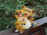 Cat Figurine Exquisite Details Texture Bright Colors Durable Resin Yellow Cat Statue for Garden V1294-YM0703-3111230019211
