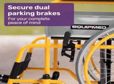 EQUIPMED Kids Paediatric Wheelchair, 100kg Rated, 110-140cm Rider Height, Quick Folding, Adjustable V219-HWCSTNEQK4PA