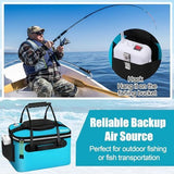 6 Gallon Foldable Fishing Bucket Portable Aerator EVA Live Bait Bucket Quiet Air Pump - Orange V1107-133-98516-ORG-6GALLON