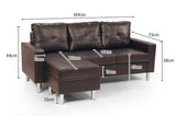 Sarantino Corner Sofa Couch with Chaise - Brown SFA-ASA-JOM-BW